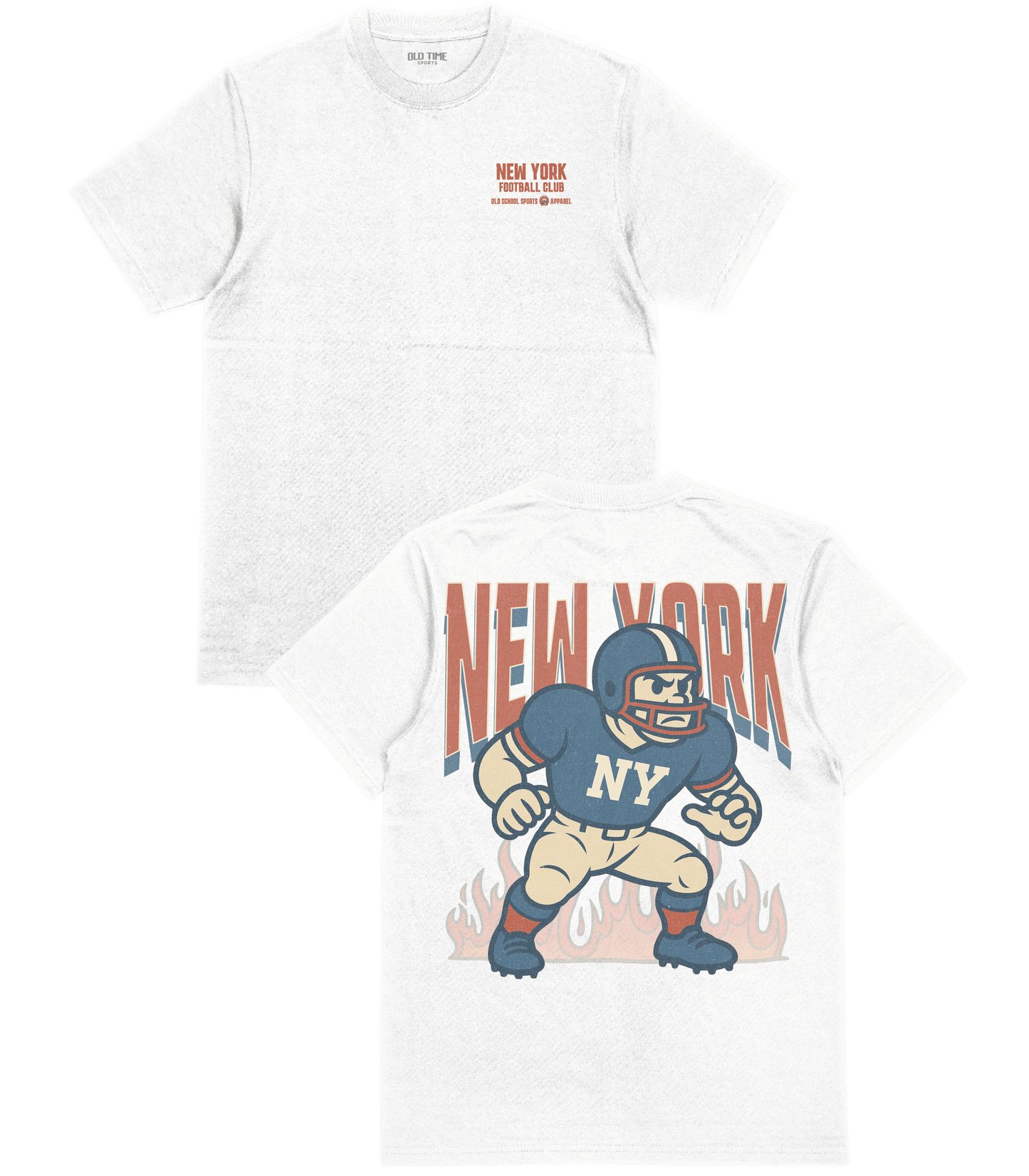 White t-shirt with New York graphic design on a white background