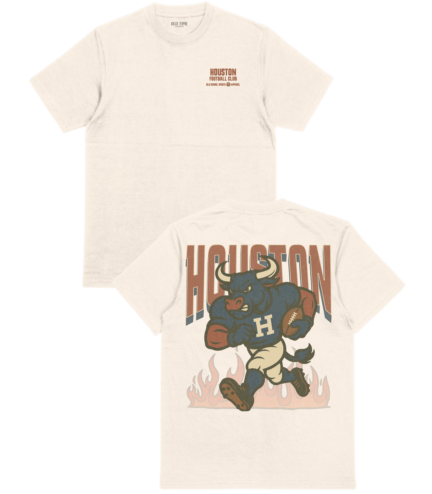 Two t-shirts with 'Houston' graphic design on a white background