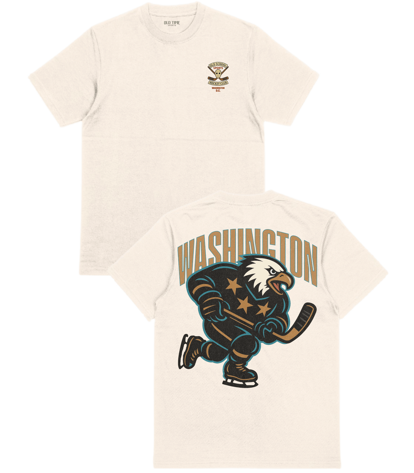 White t-shirt with eagle graphic and 'Washington' text on a white background