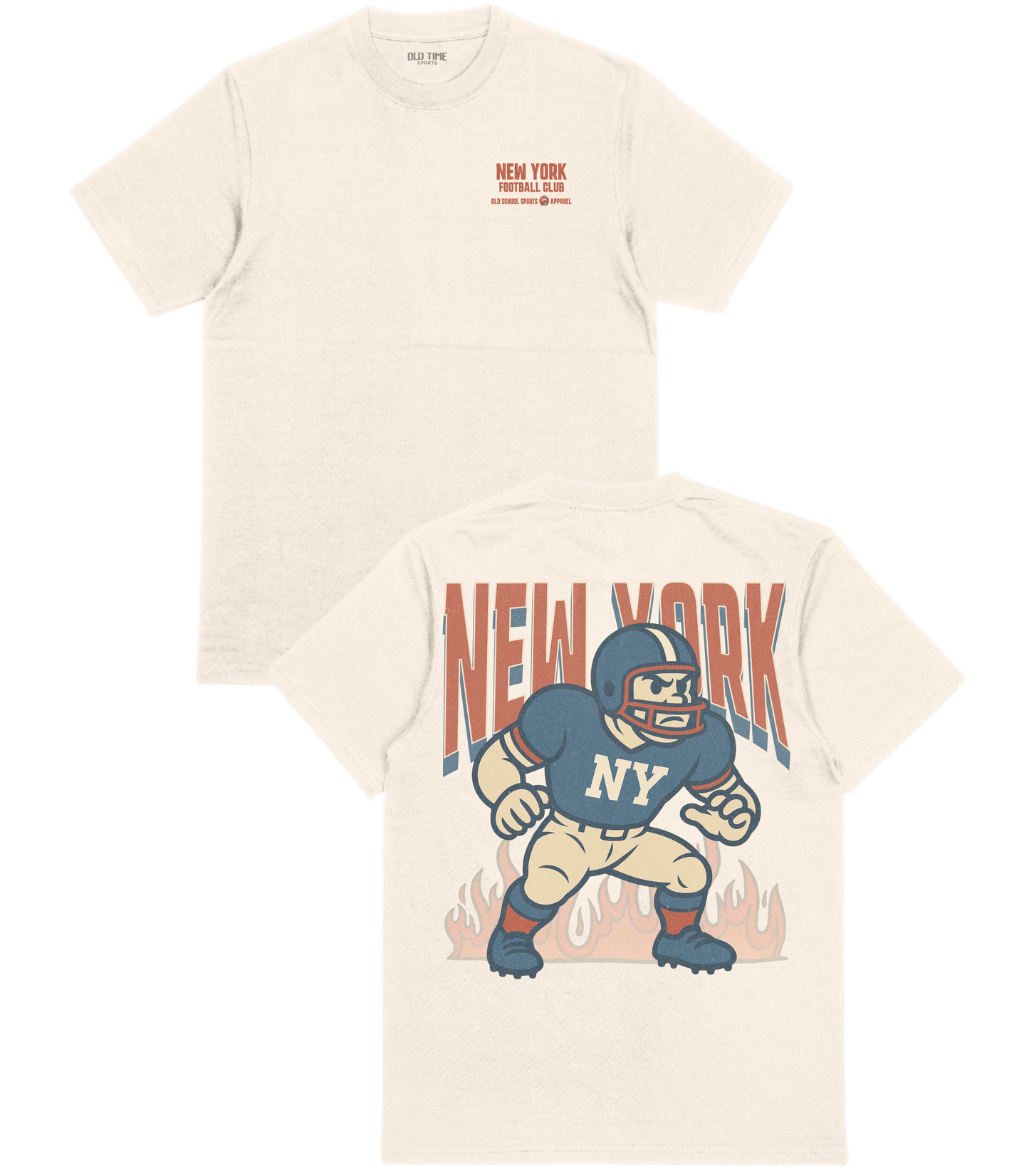 Beige t-shirt with New York graphic design on a white background