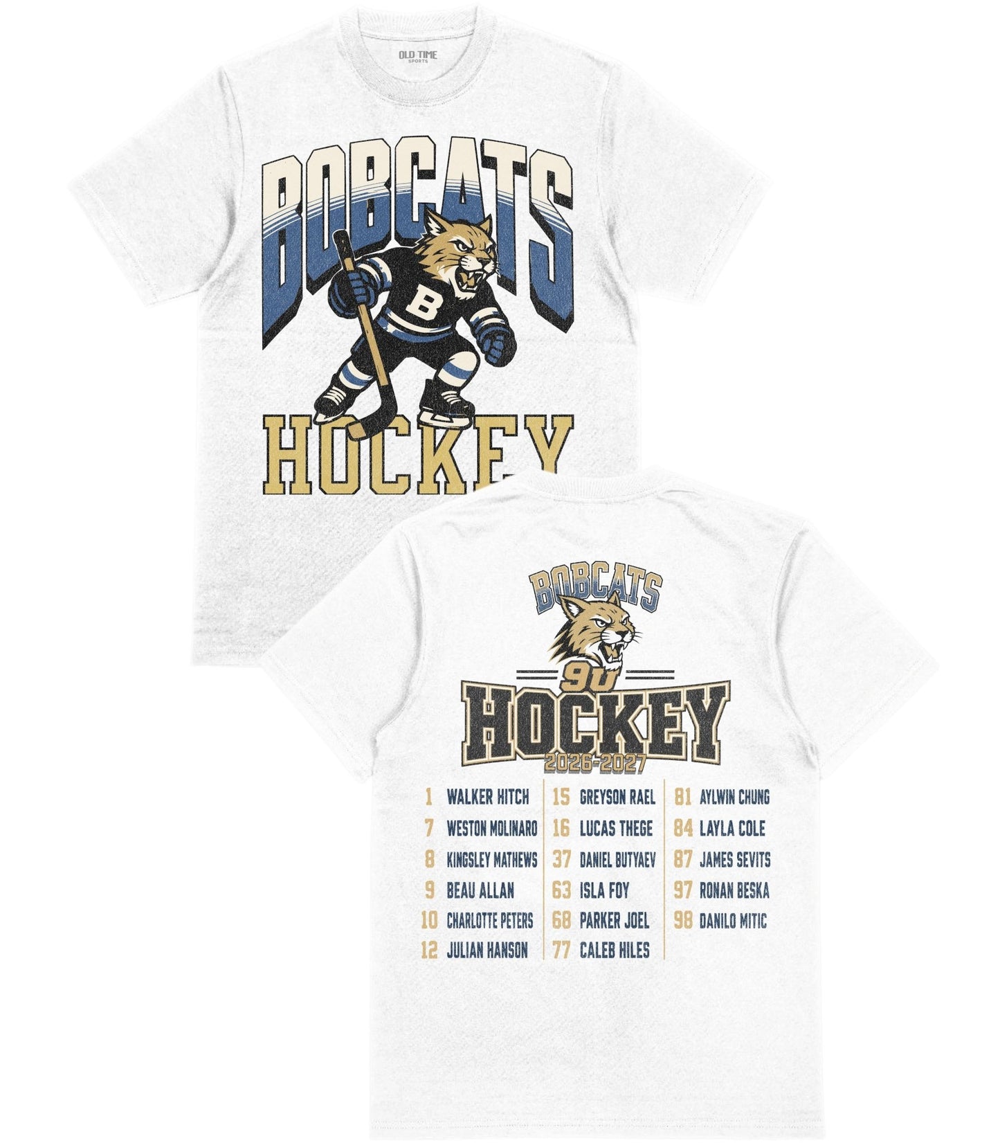 9U Bobcats Hockey Adult T-Shirt - Old Time Sports
