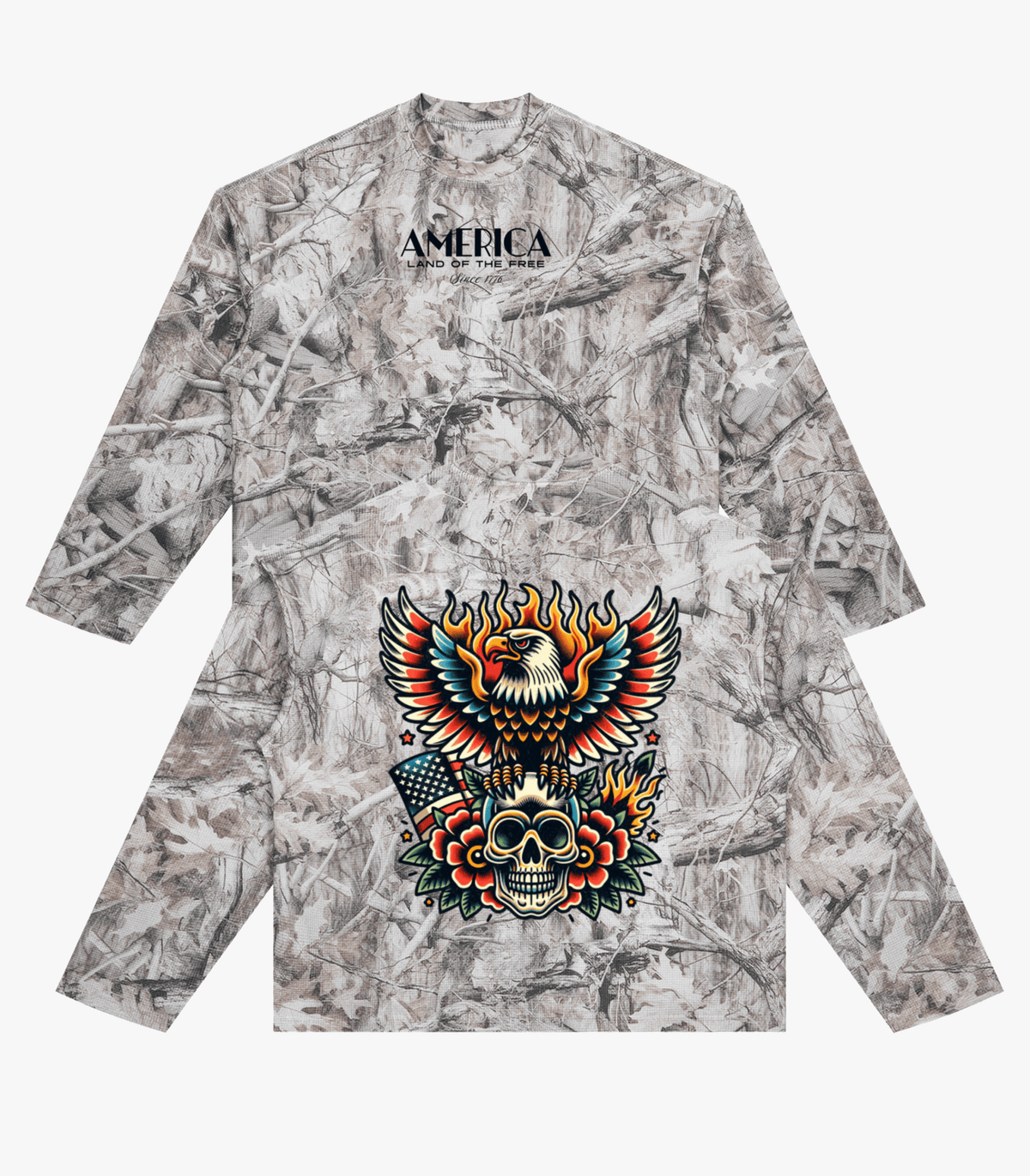 Land of the Free Waffle Camo Longsleeve
