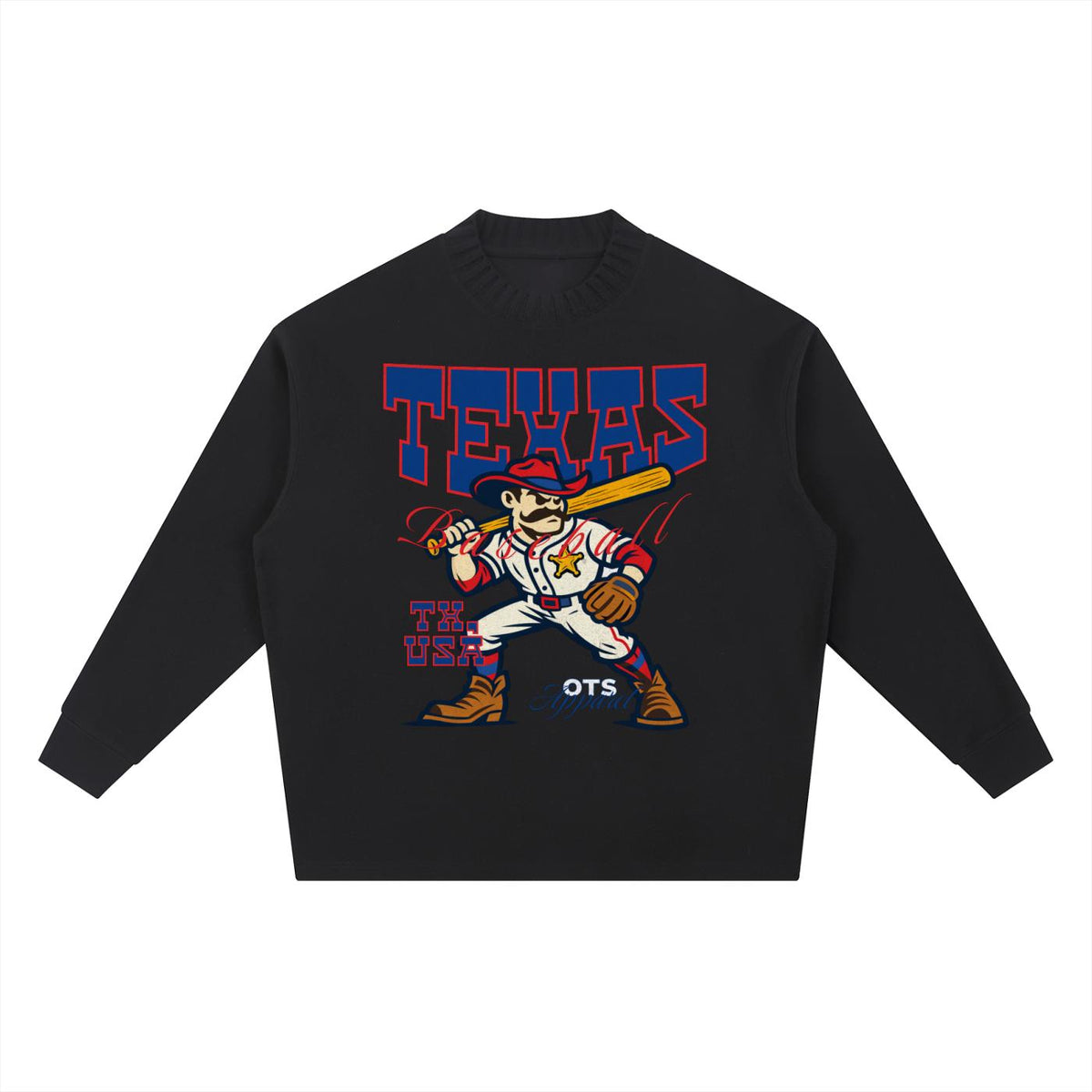 texas,baseball,one,knitted,sweater,unisex,tapstitch,dtg