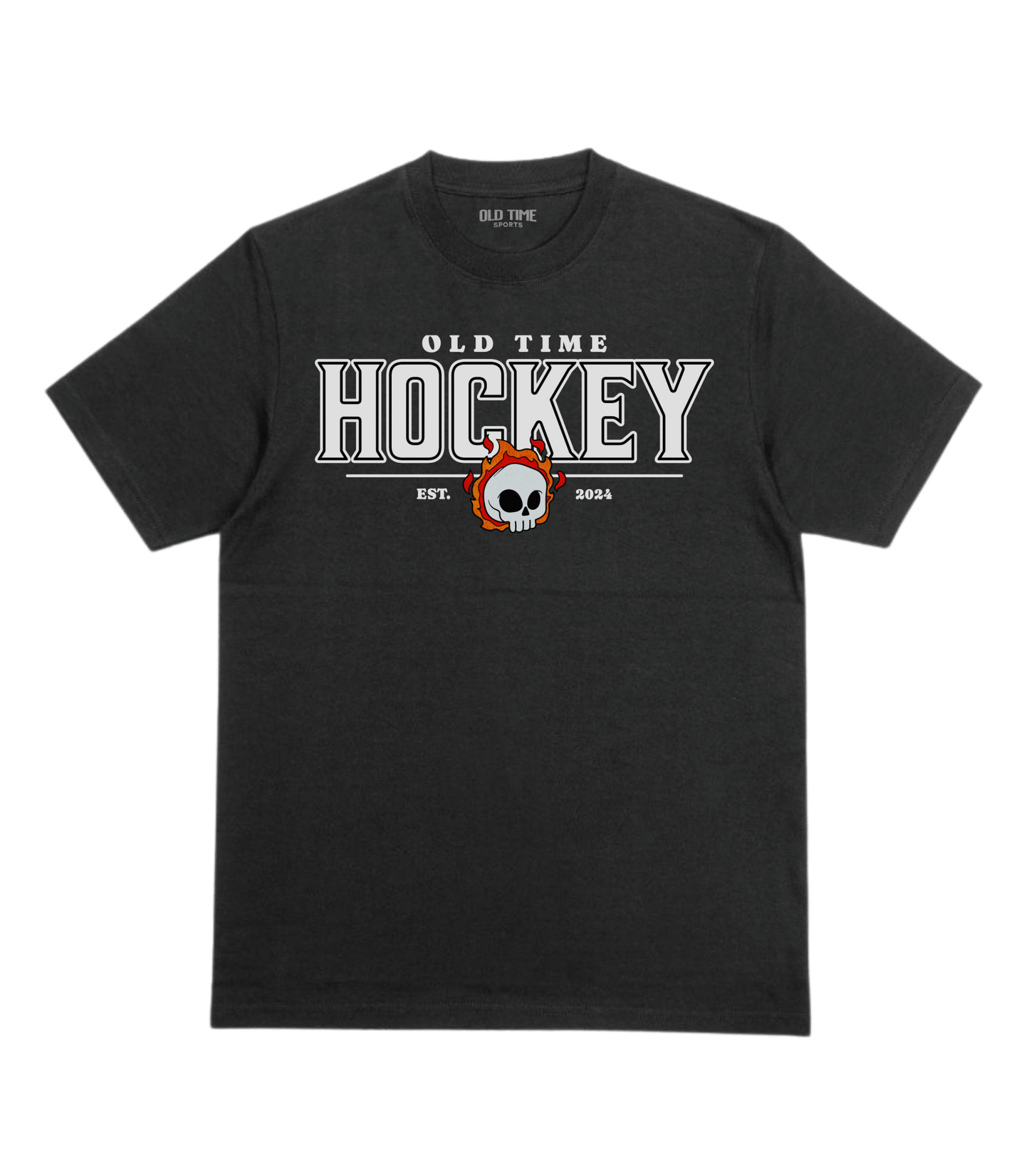 Flaming Skull Hockey T-Shirt - Old Time Sports