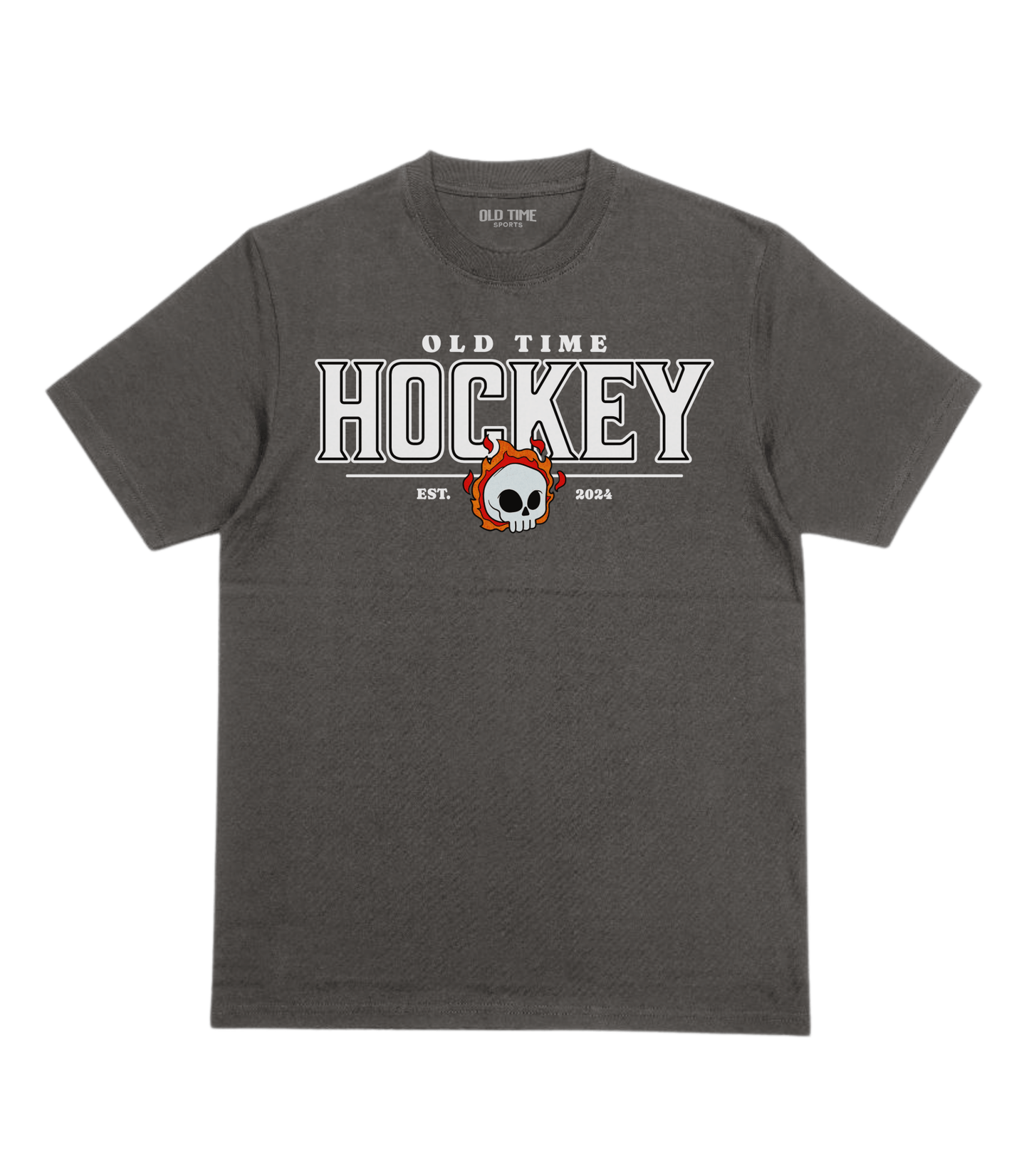 Flaming Skull Hockey T-Shirt - Old Time Sports