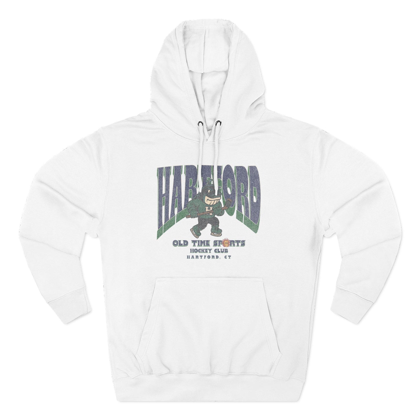 White hoodie with graphic design on a white background