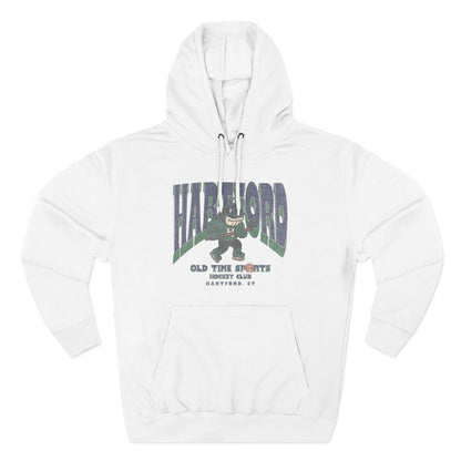 White hoodie with graphic design on a white background