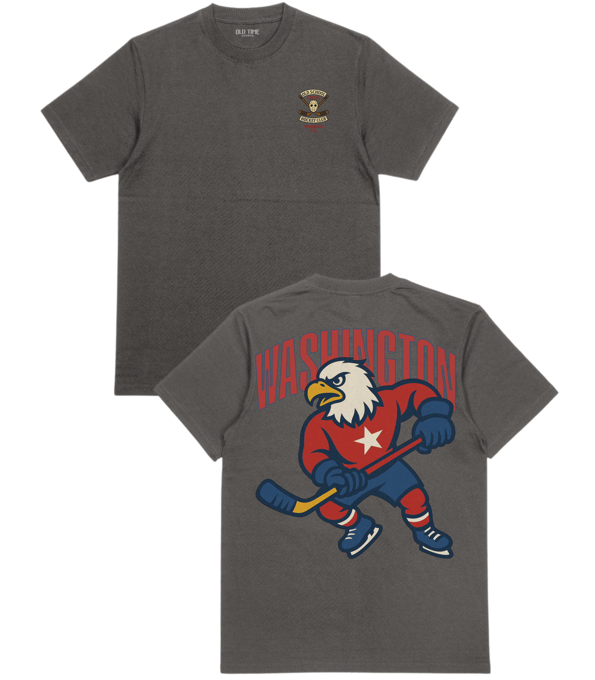 Gray t-shirt with eagle graphic and 'Washington' text on a white background