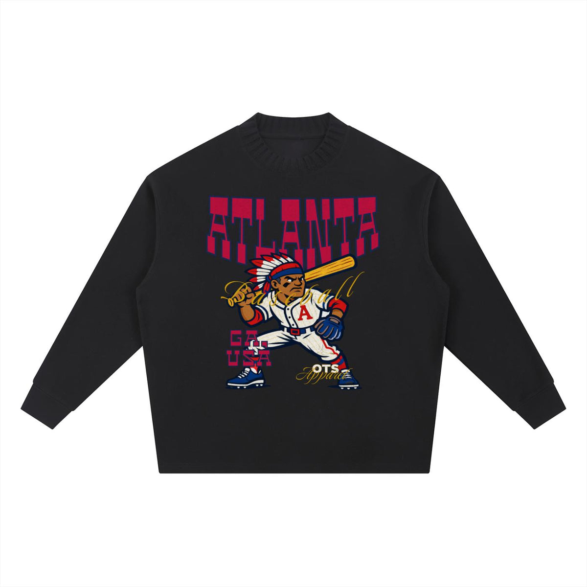 atlanta,baseball,one,sweater,knitted,dtg,tapstitch,unisex
