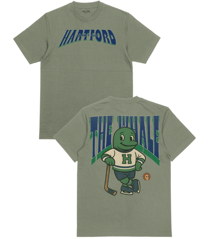 Green t-shirt with 'Hartford' text and cartoon turtle design on a white background