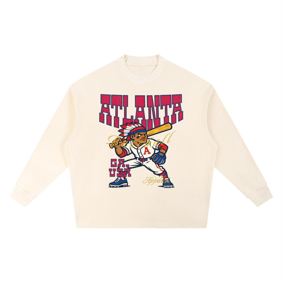 atlanta,baseball,one,sweater,knitted,dtg,tapstitch,unisex