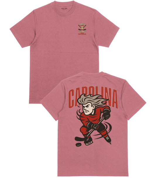 Pink t-shirt with 'Carolina' graphic on front and back