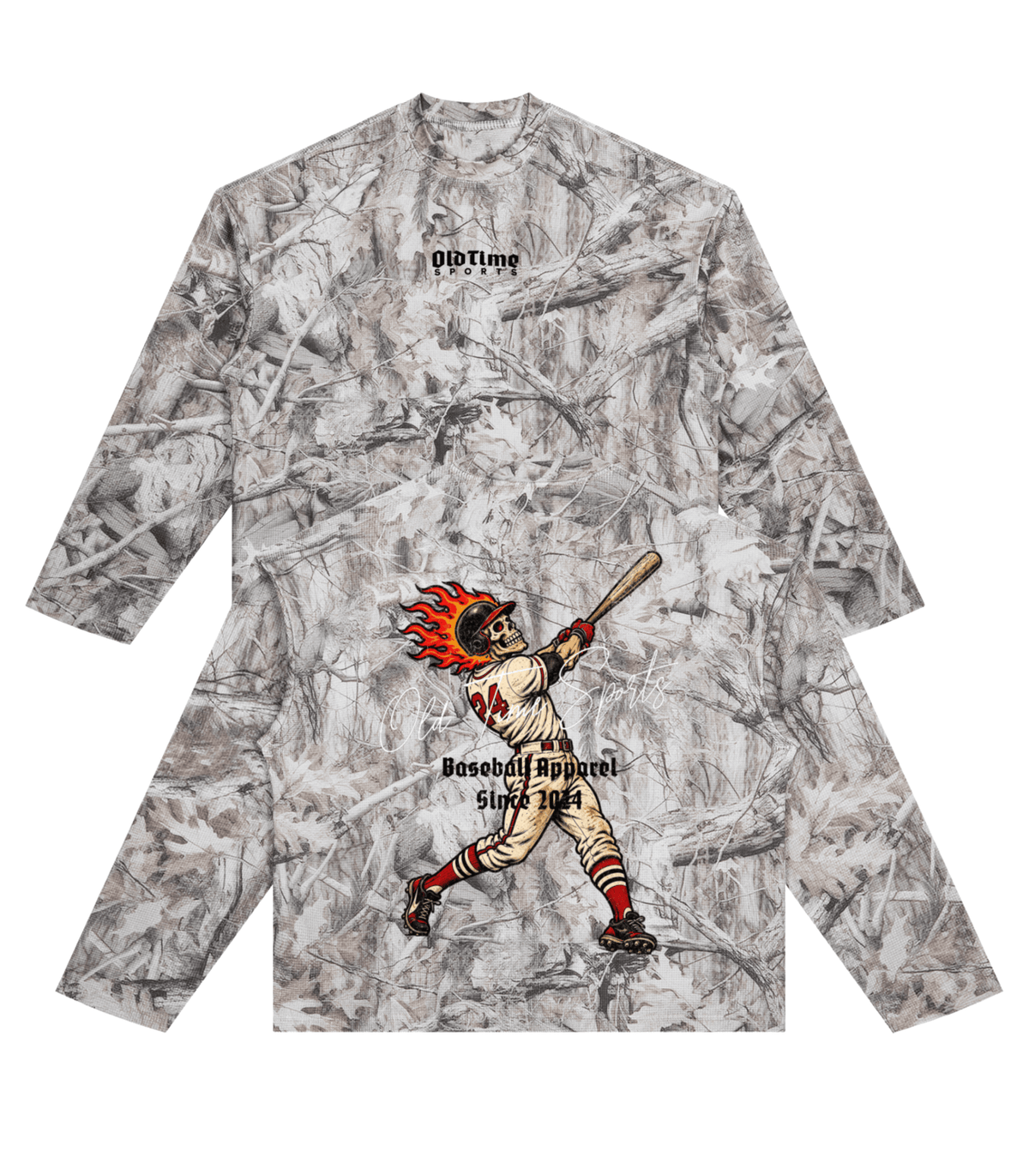 Baseball Mascot Waffle Camo Longsleeve - Old Time Sports