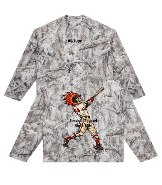 Baseball Mascot Waffle Camo Longsleeve - Old Time Sports