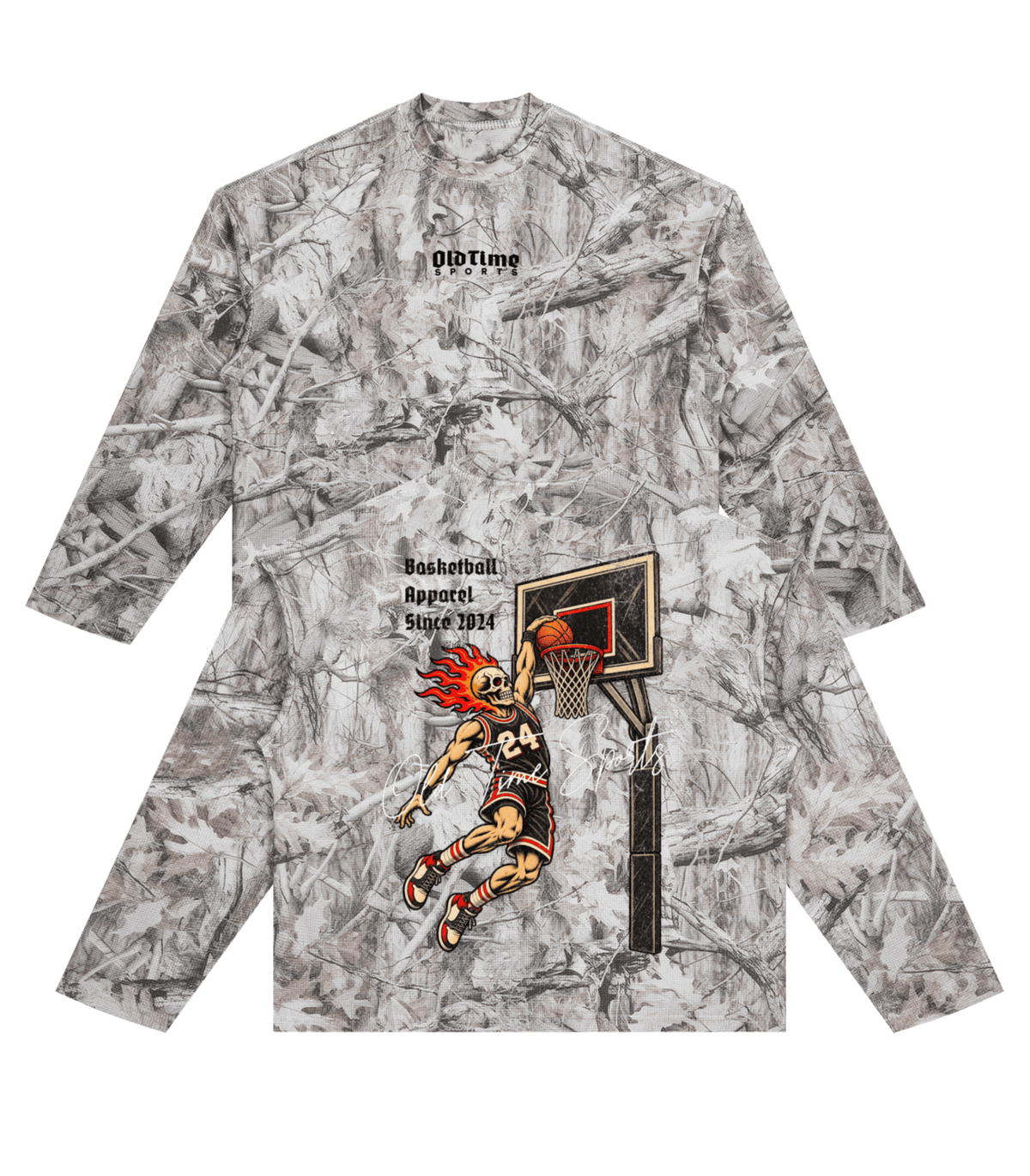 Basketball Mascot Waffle Camo Longsleeve - Old Time Sports