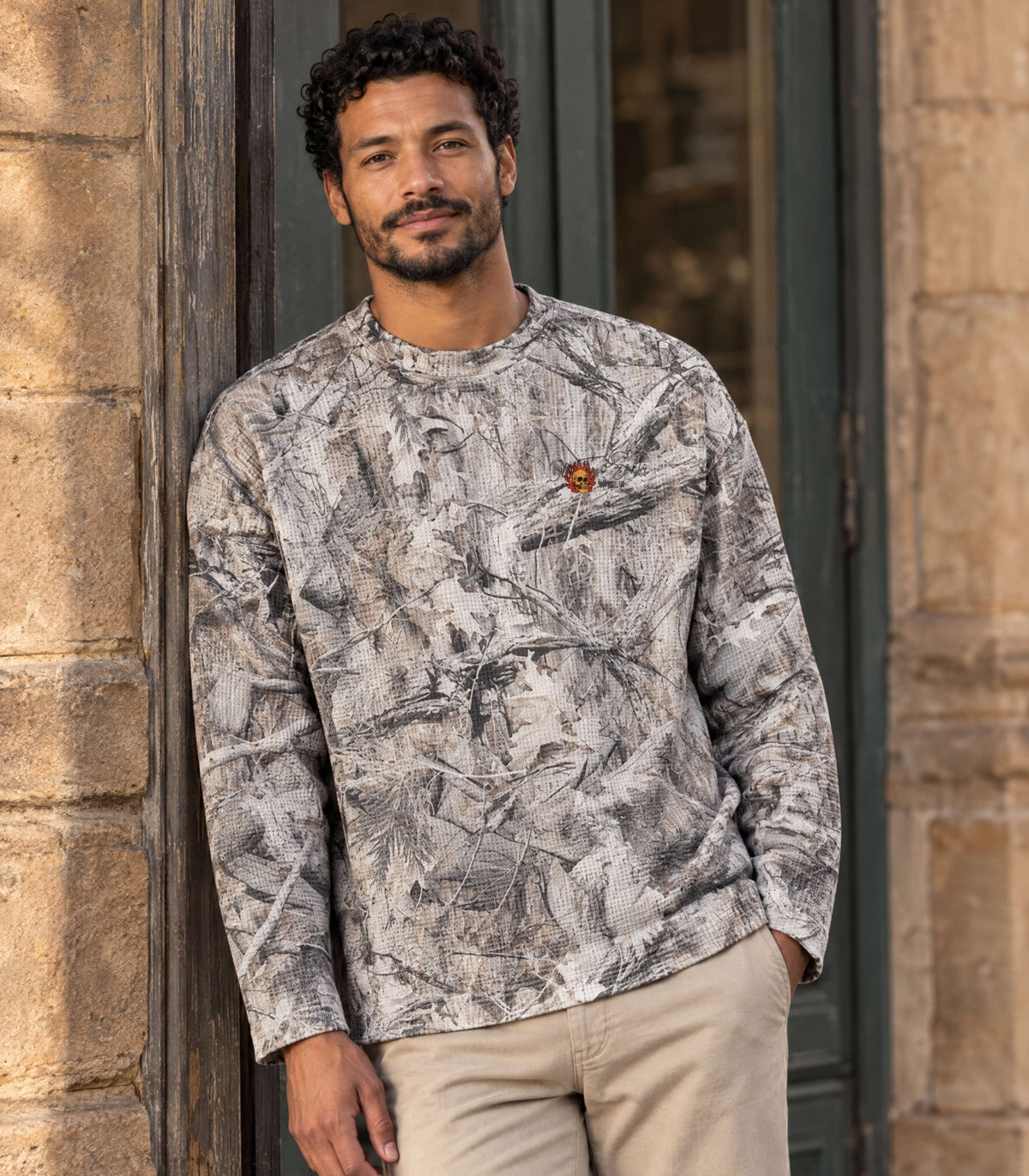 Cursive Logo Waffle Camo Longsleeve - Old Time Sports