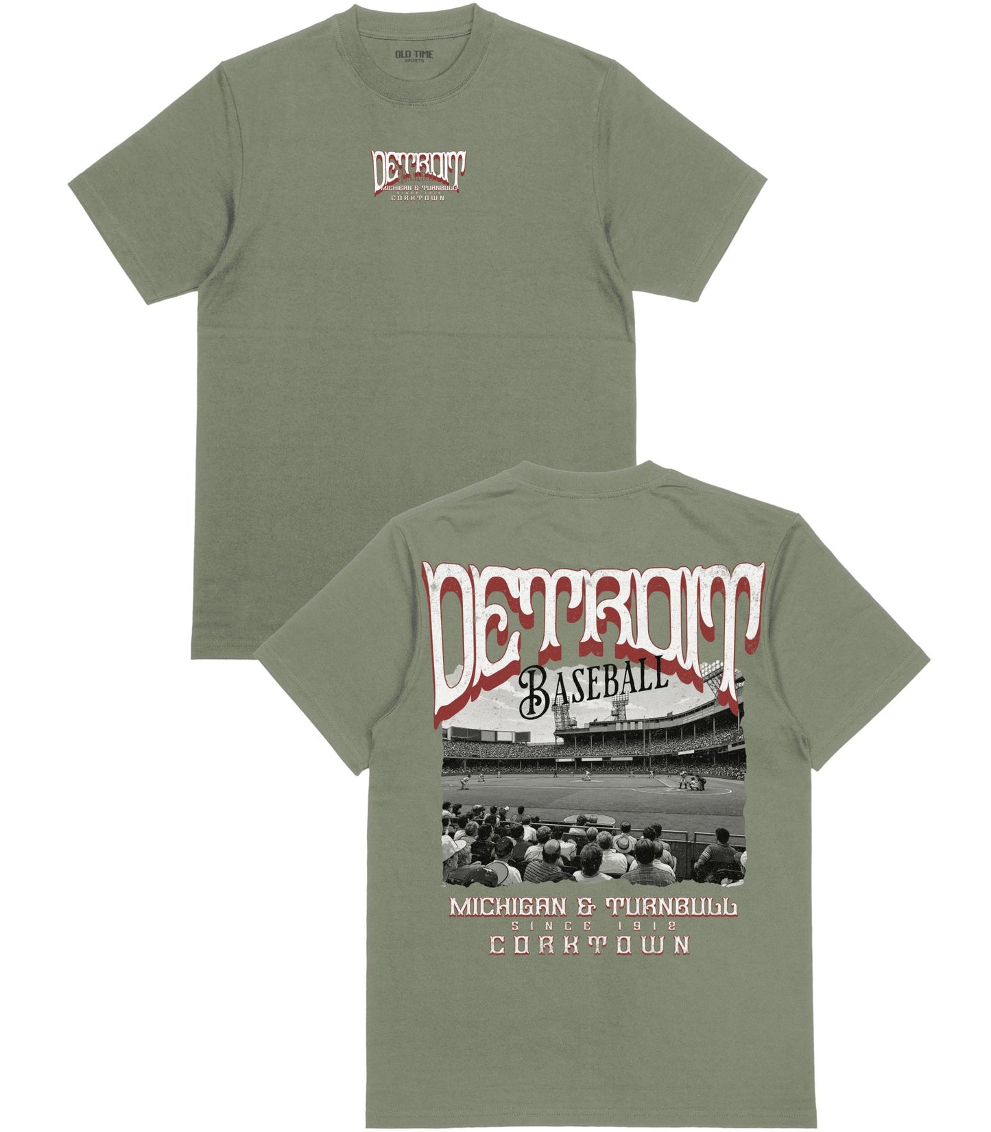 DET Baseball Poster v2 T-Shirt - Old Time Sports
