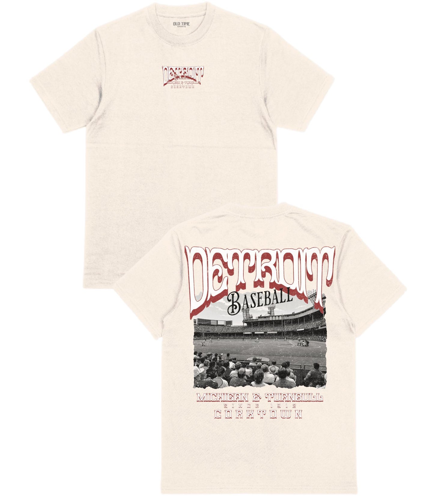 DET Baseball Poster v2 T-Shirt - Old Time Sports