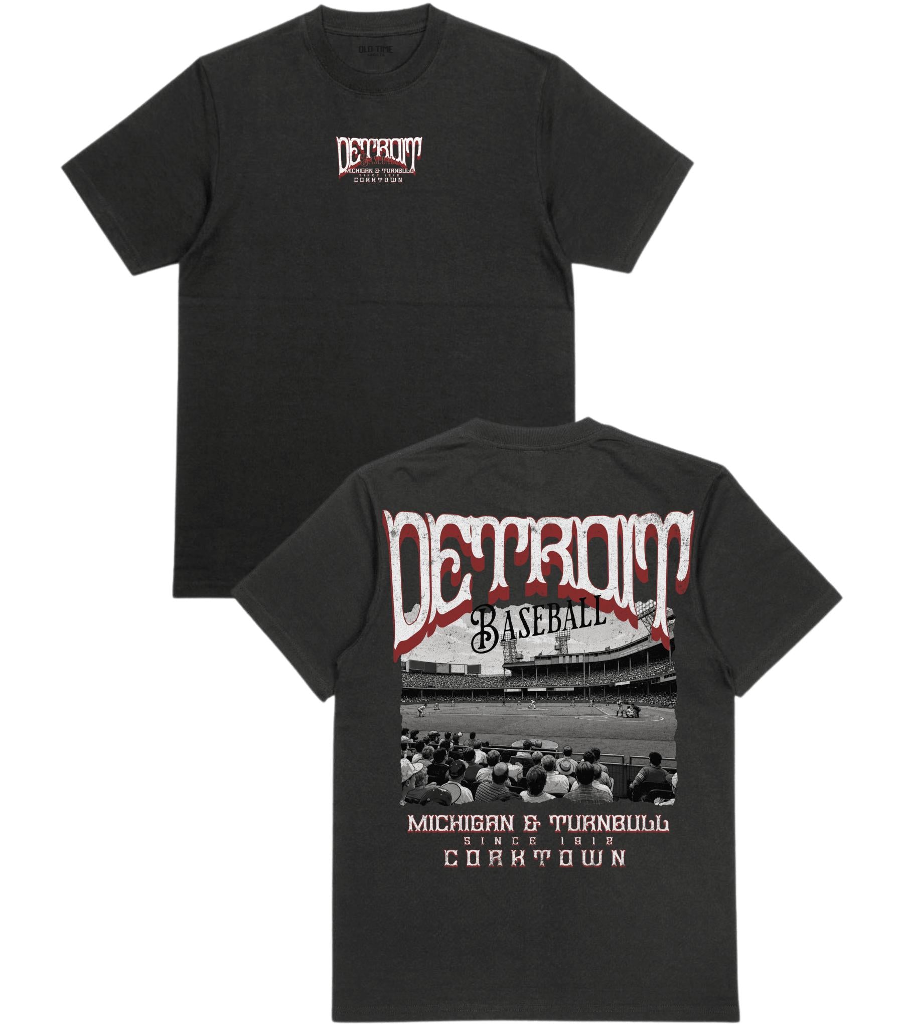 DET Baseball Poster v2 T-Shirt - Old Time Sports