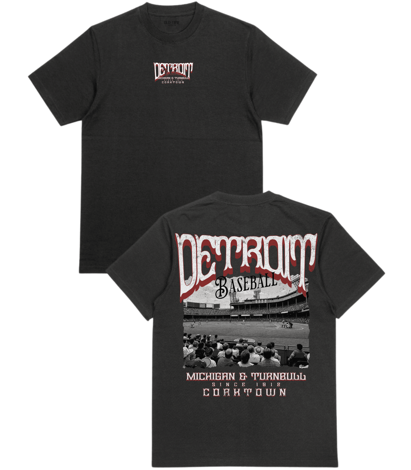 DET Baseball Poster v2 T-Shirt - Old Time Sports