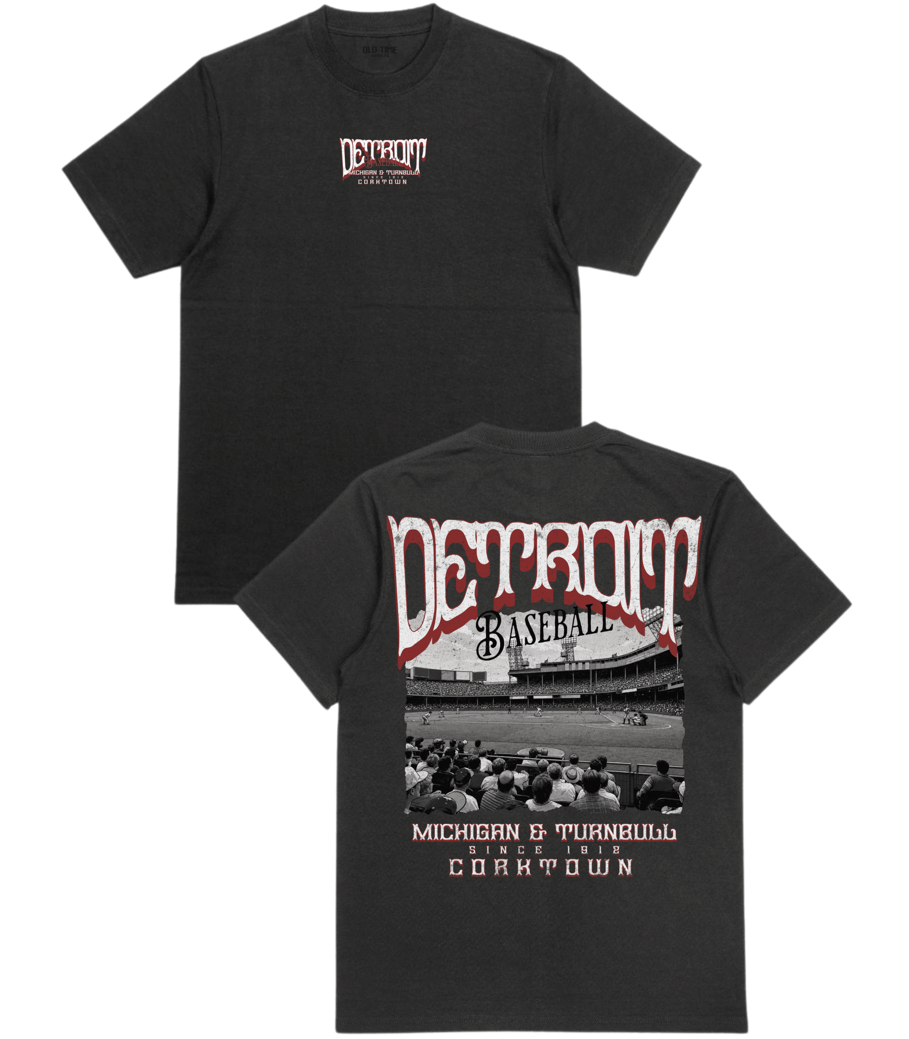 DET Baseball Poster v2 T-Shirt - Old Time Sports
