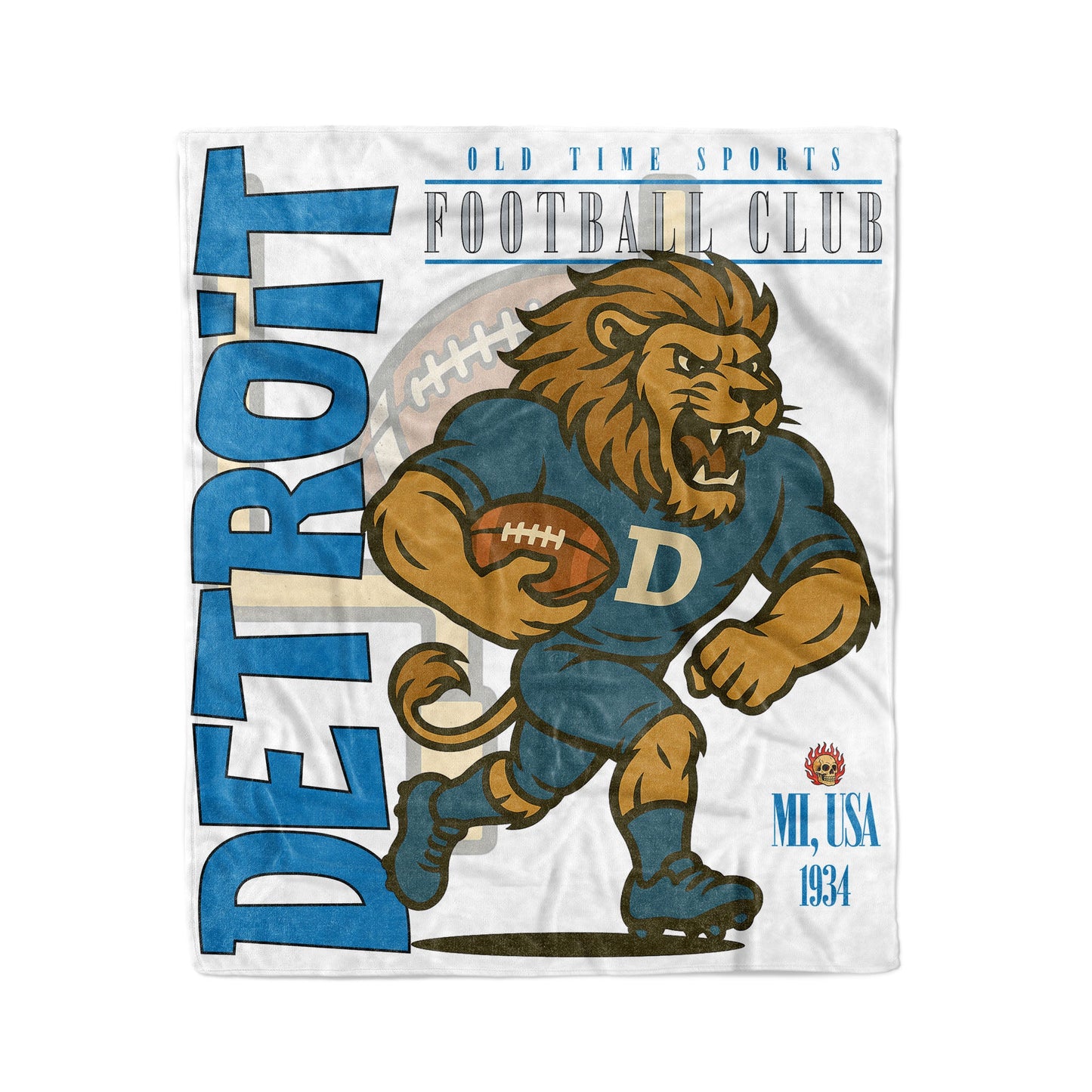 Detroit Football 50x60in Fleece Blanket - Old Time Sports