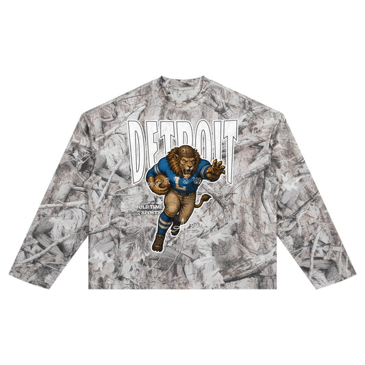 Detroit Football Waffle Camo Longsleeve - Old Time Sports