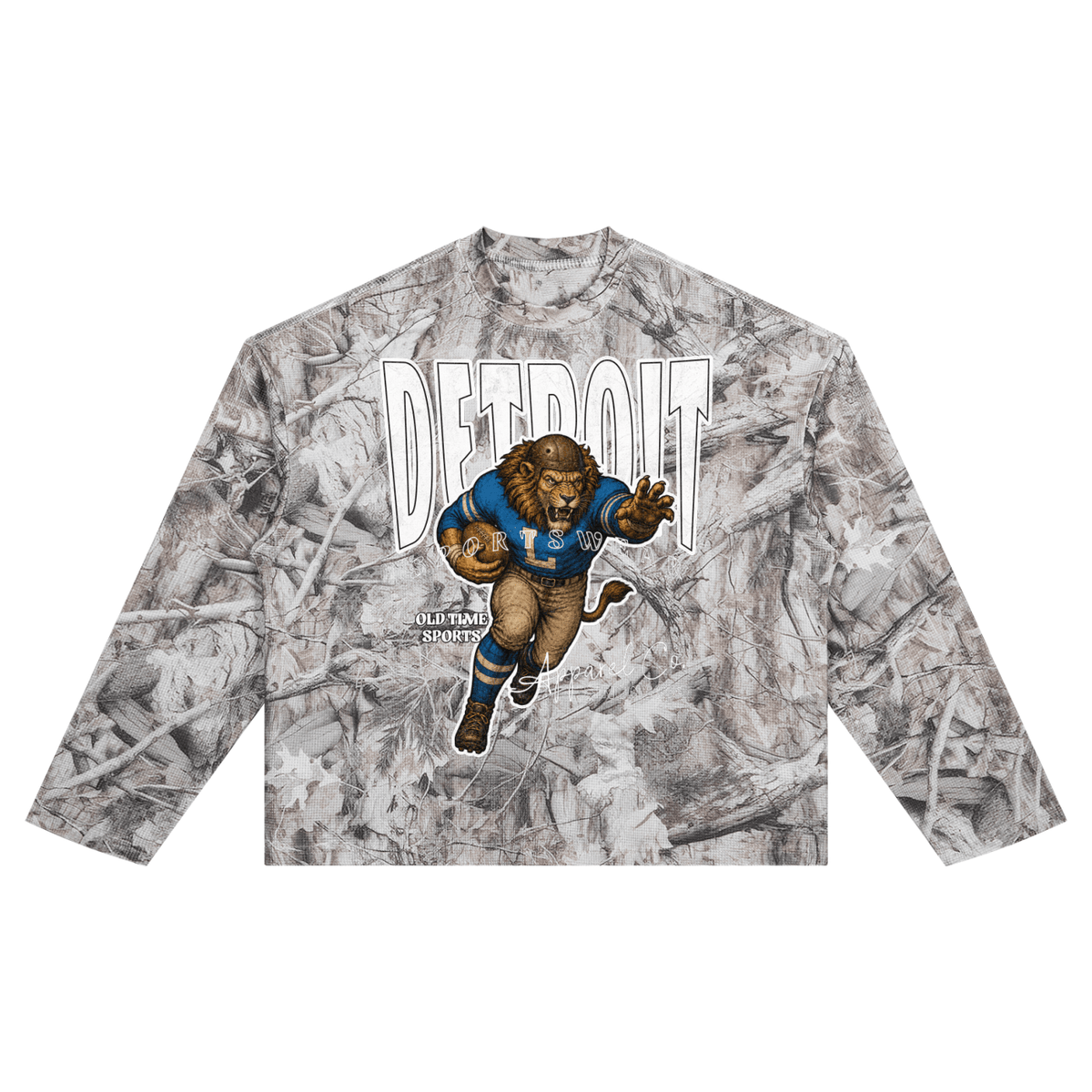 Detroit Football Waffle Camo Longsleeve - Old Time Sports