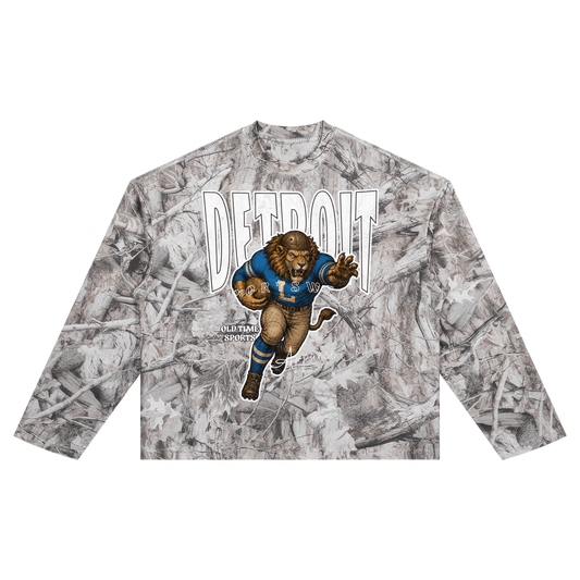 Detroit Football Waffle Camo Longsleeve - Old Time Sports