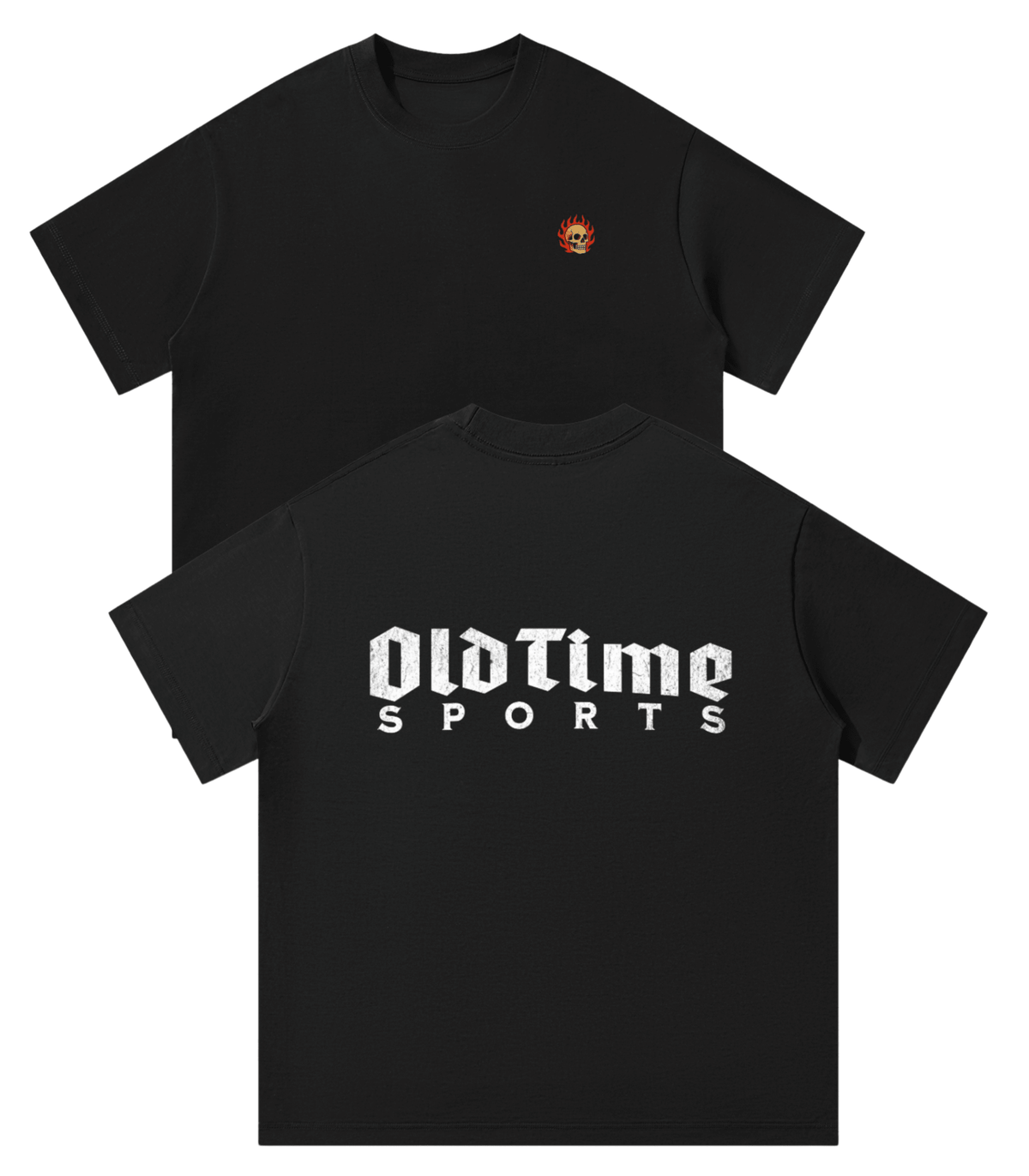 Flaming Skull Heavyweight Tee - Old Time Sports