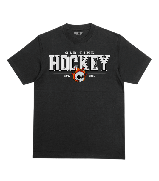 Flaming Skull Hockey T-Shirt - Old Time Sports