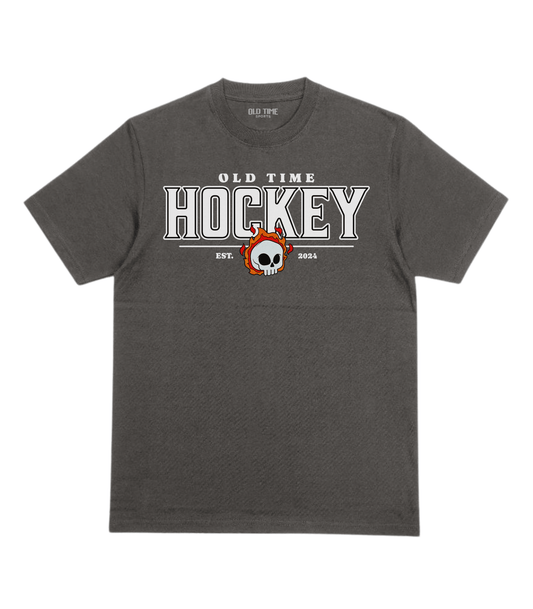 Flaming Skull Hockey T-Shirt - Old Time Sports