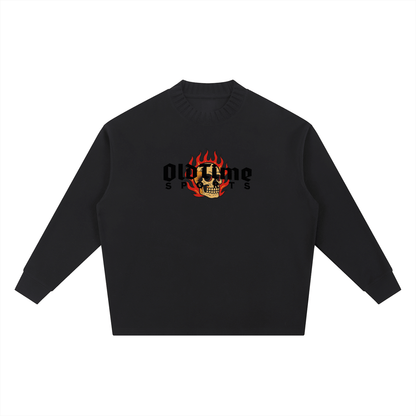 Flaming Skull Knitted Sweater - Old Time Sports