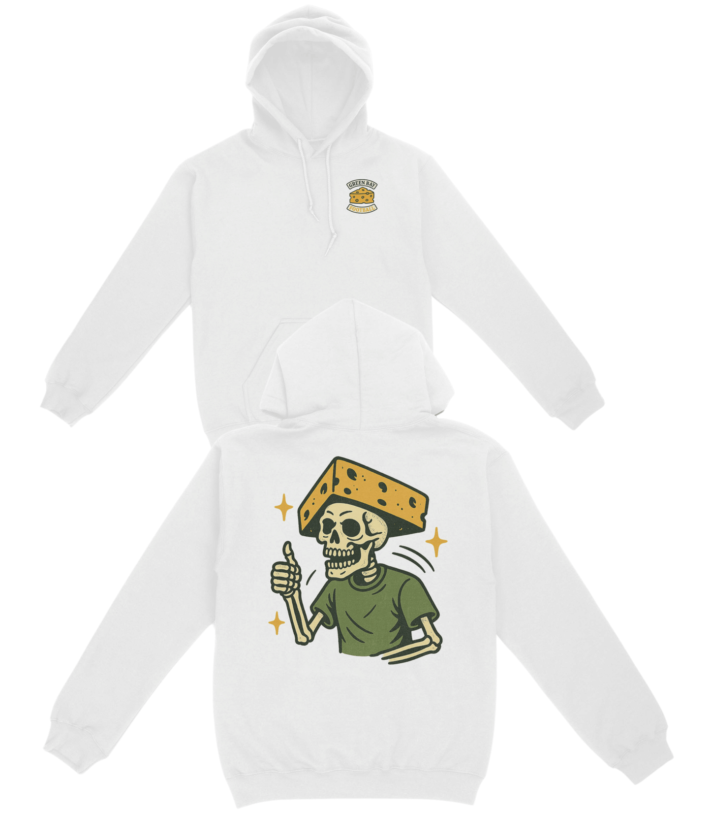 Green Bay Cheese Heads Basic Hoodie - Old Time Sports