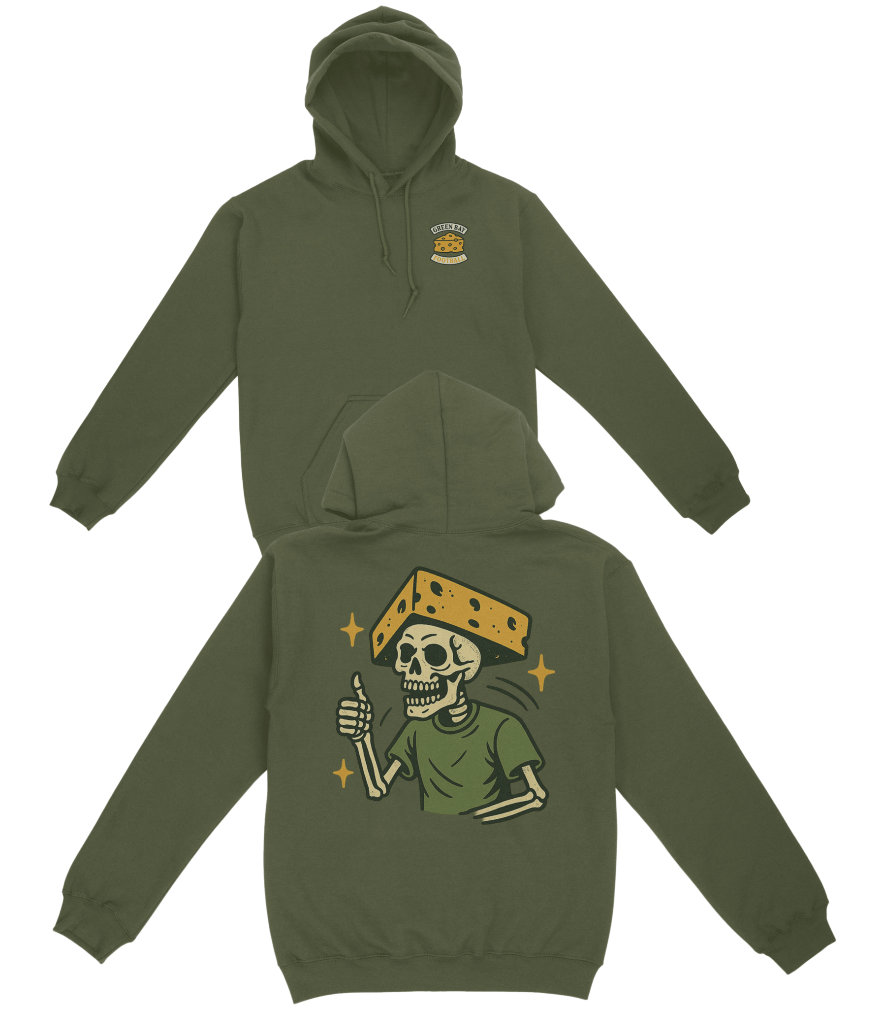 Green Bay Cheese Heads Basic Hoodie - Old Time Sports