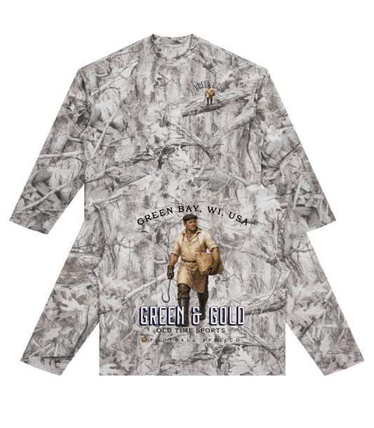 Green & Gold Waffle Camo Longsleeve - Old Time Sports