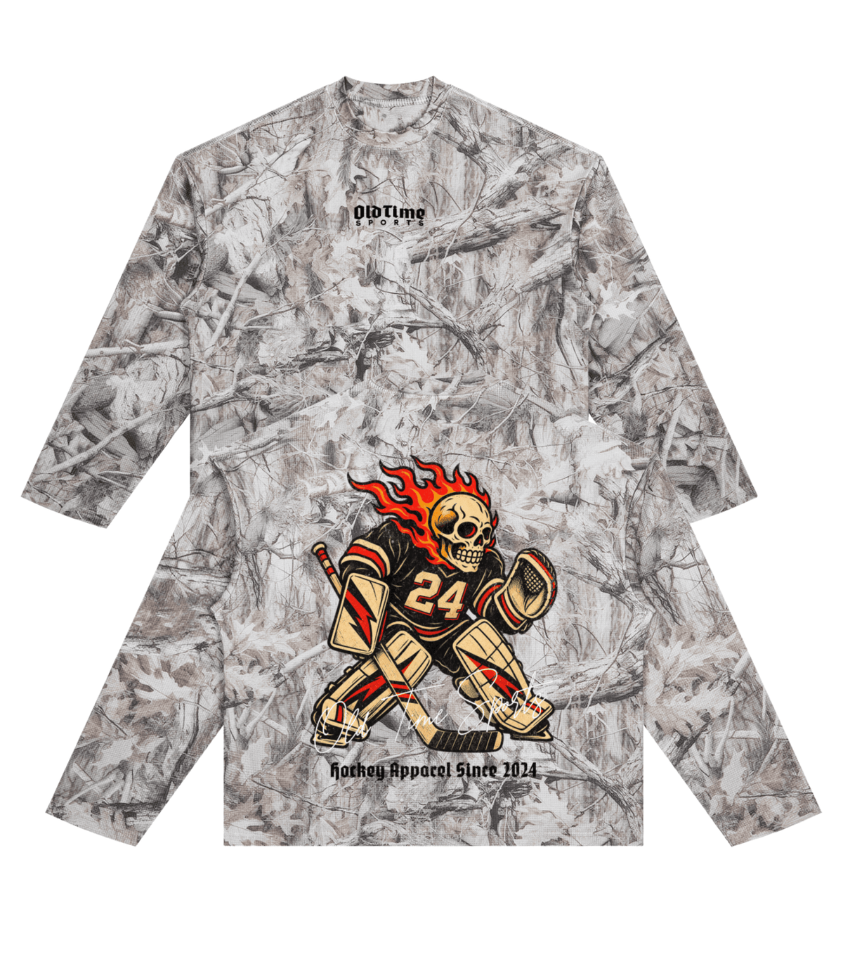 Hockey Mascot Waffle Camo Longsleeve - Old Time Sports