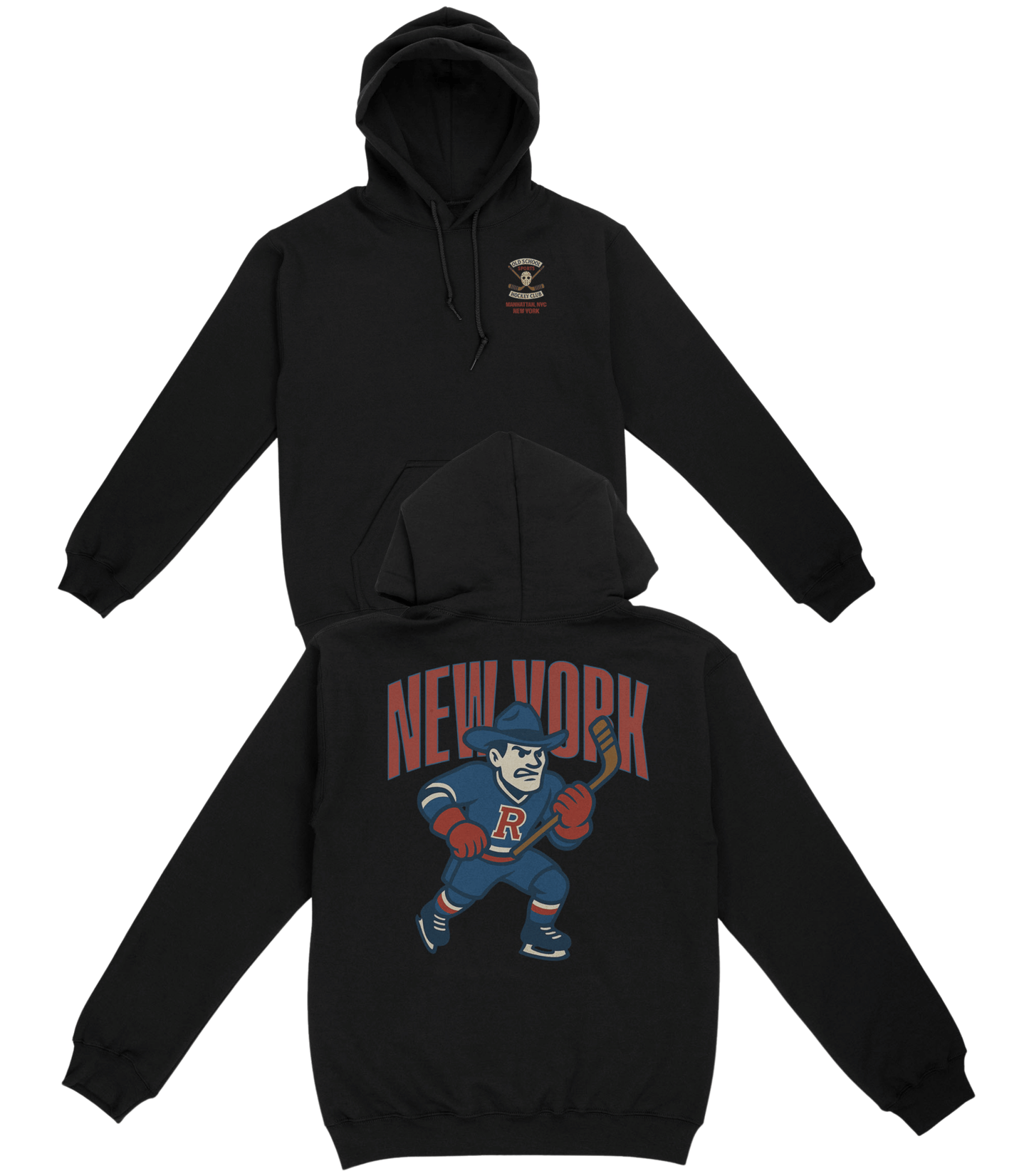 New York Hockey v2 Basic Hoodie - Old Time Sports