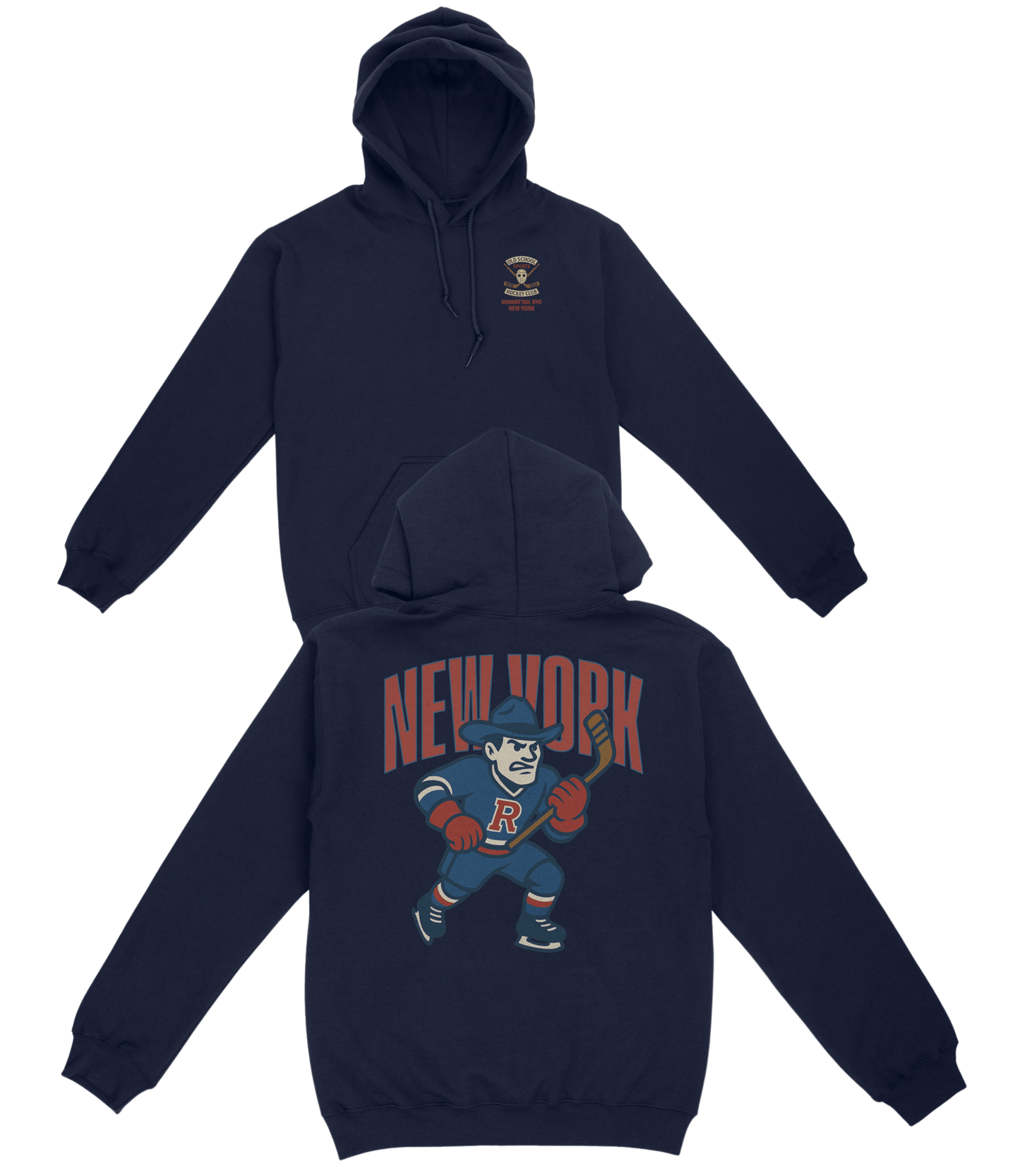 New York Hockey v2 Basic Hoodie - Old Time Sports