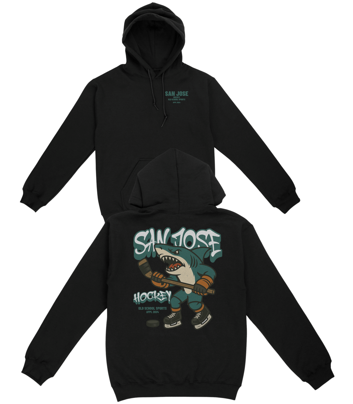 San Jose Hockey v2 Basic Hoodie - Old Time Sports